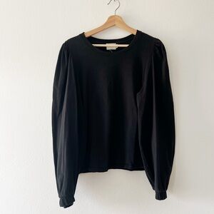 NATION | Black Puff Sleeved Long Sleeve Crew Shirt | L